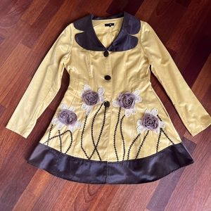 One of a kind jacket with handmade florals, matching dress available, bth as L.